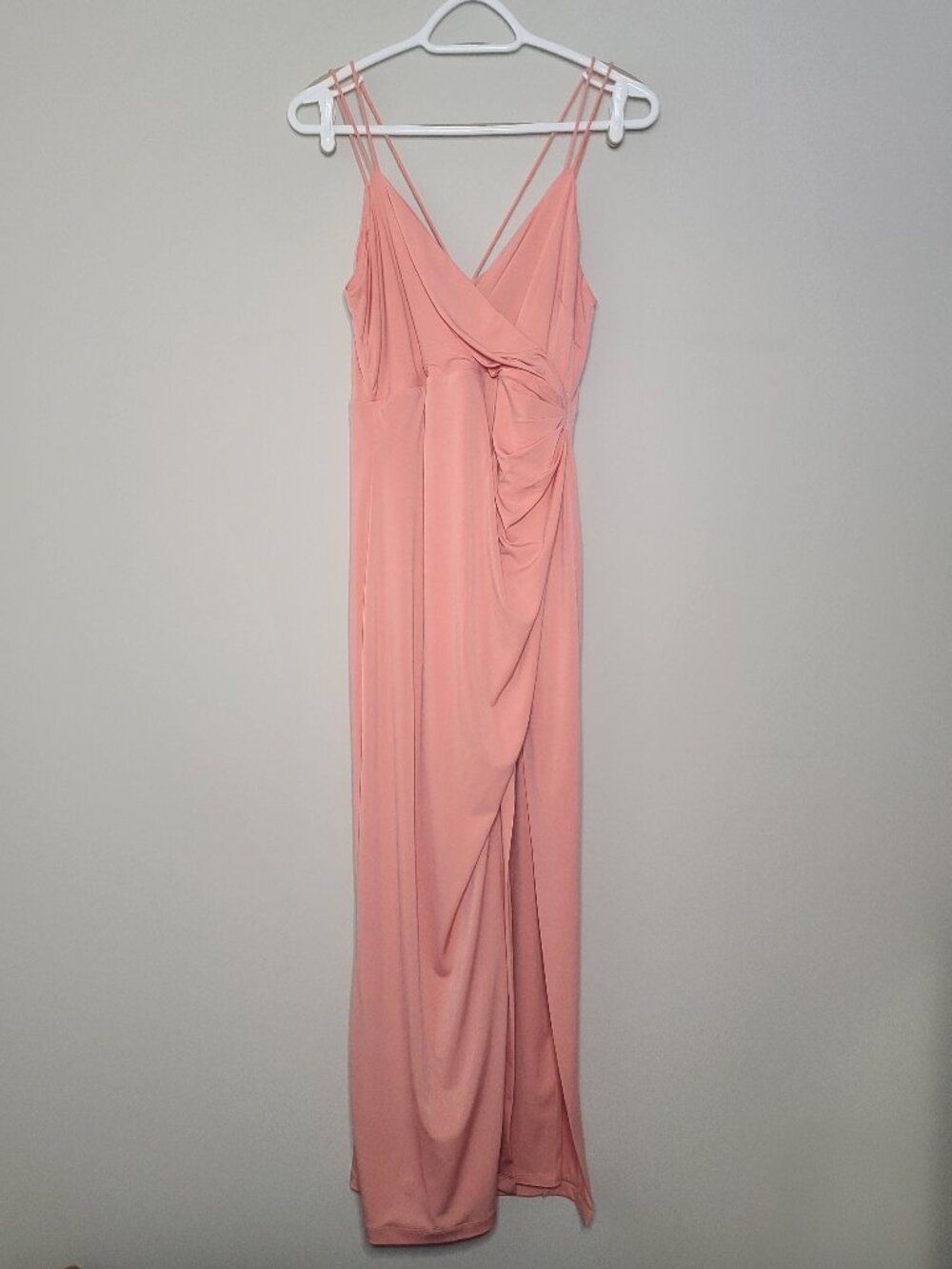 Bardot Pink Draped Faux Wrap Maxi Dress with Slit Special Occasions Size 8